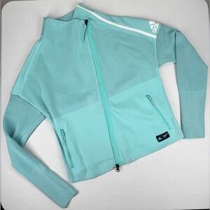 Adidas Women's Z.N.E. Heartracer Parley Jacket (Blue Spirit/Petrol Night) Large